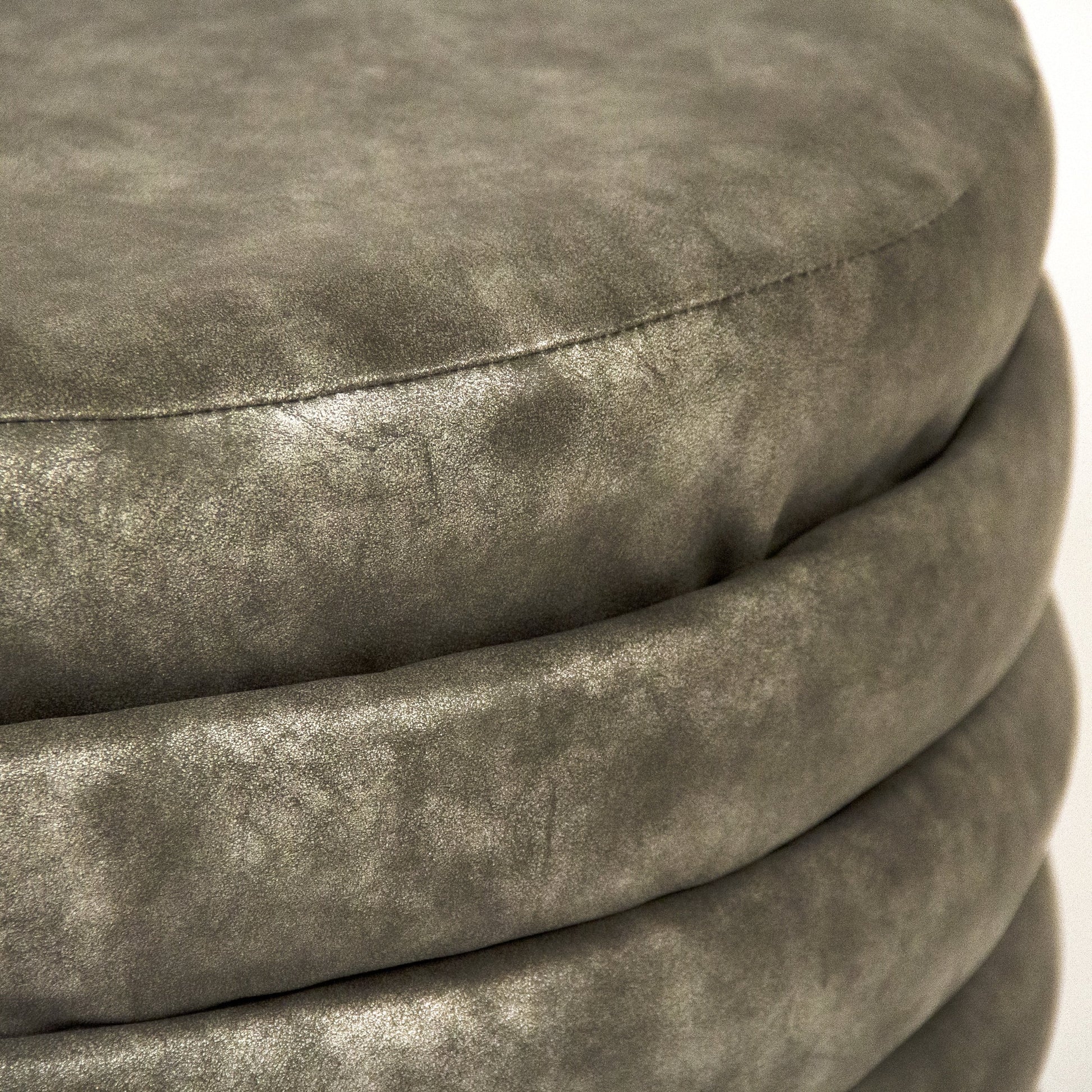 Distressed Grey Ottoman by Zentique in distressed grey and distressed grey pu. Made from distressed grey pu in a modern style.