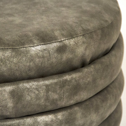 Distressed Grey Ottoman by Zentique in distressed grey and distressed grey pu. Made from distressed grey pu in a modern style.