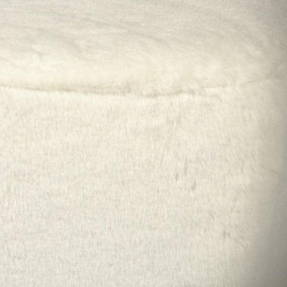 White Faux Fur Twisted Pentagon Stool by Zentique in white faux fur velvet and white faux fur velvet. Made from white faux fur velvet in a modern style.