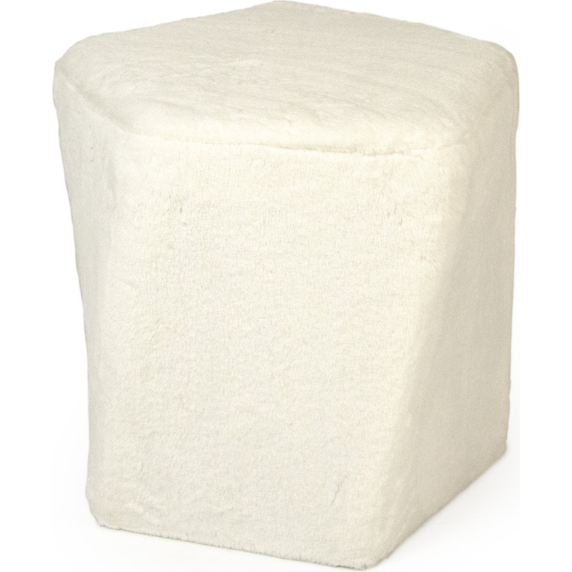 White Faux Fur Twisted Pentagon Stool by Zentique in white faux fur velvet and white faux fur velvet. Made from white faux fur velvet in a modern style.