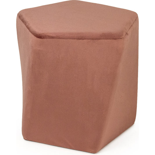 Mauve Rose Velvet Twisted Pentagon Stool by Zentique in mauve rose velvet and mauve rose velvet. Made from mauve rose velvet in a modern style.