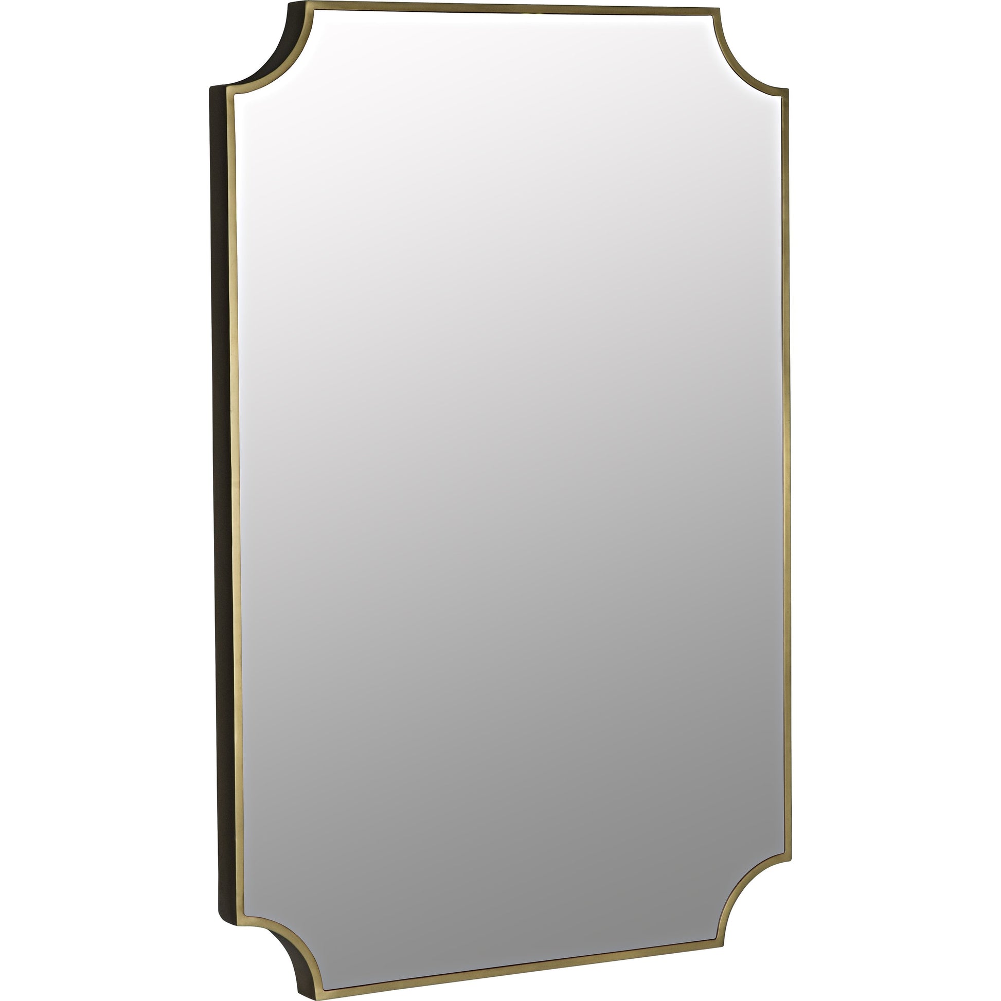 Convexed Mirror by Noir in antique brass. Made from metal, mirror in a transitional style.