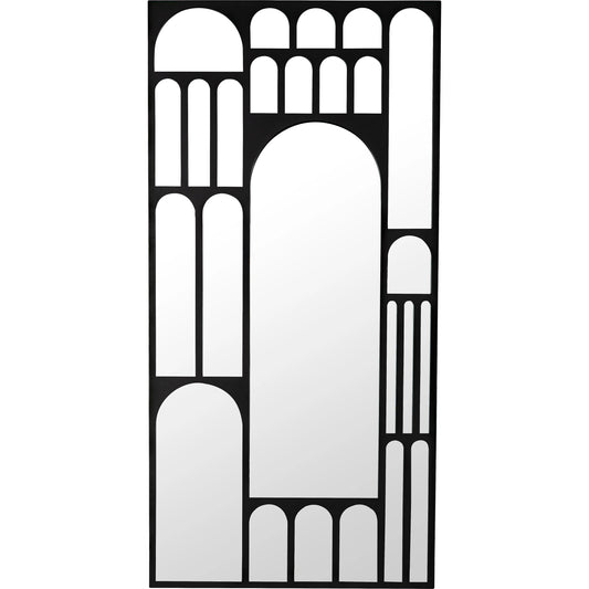 Doorway Mirror by Noir in matte black. Made from industrial steel and mirror in a modern style.