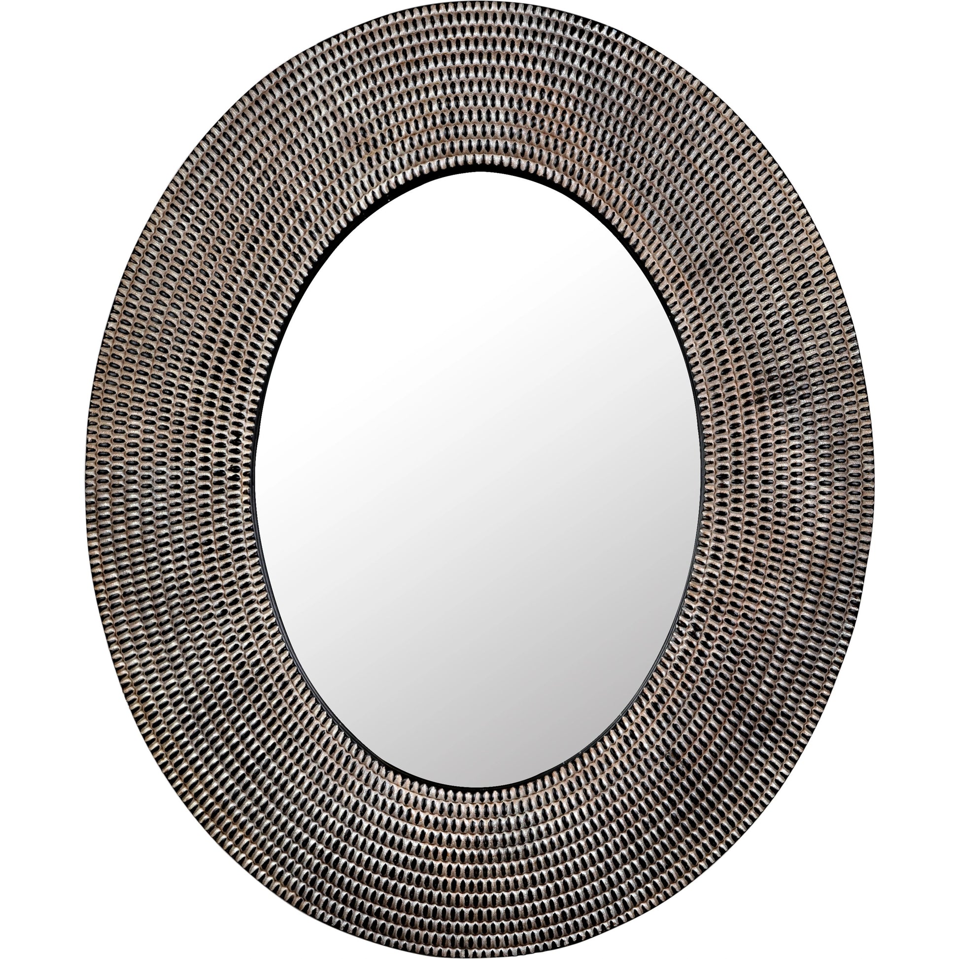Coco Mirror by Noir in ebony walnut and white. Made from walnut and mirror in a cottage & farmhouse style.