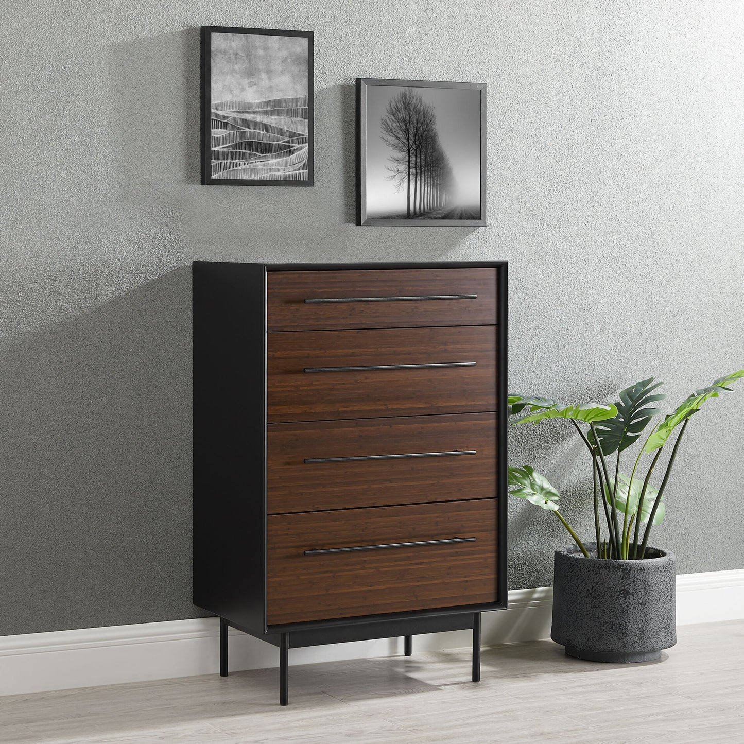 008 SR-851325 | Lifestyle | Park Avenue 4 Drawer High Chest by Greenington in ruby. Made from solid moso bamboo in a modern style.
