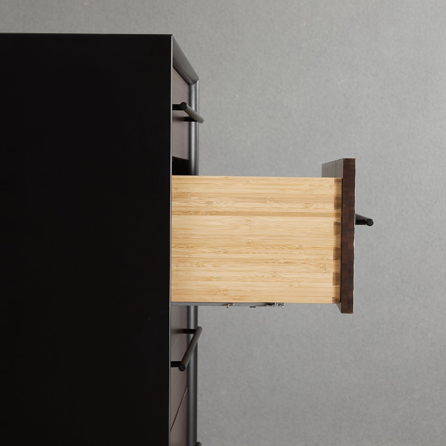 006 SR-851325 | Closeup | Park Avenue 4 Drawer High Chest by Greenington in ruby. Made from solid moso bamboo in a modern style.