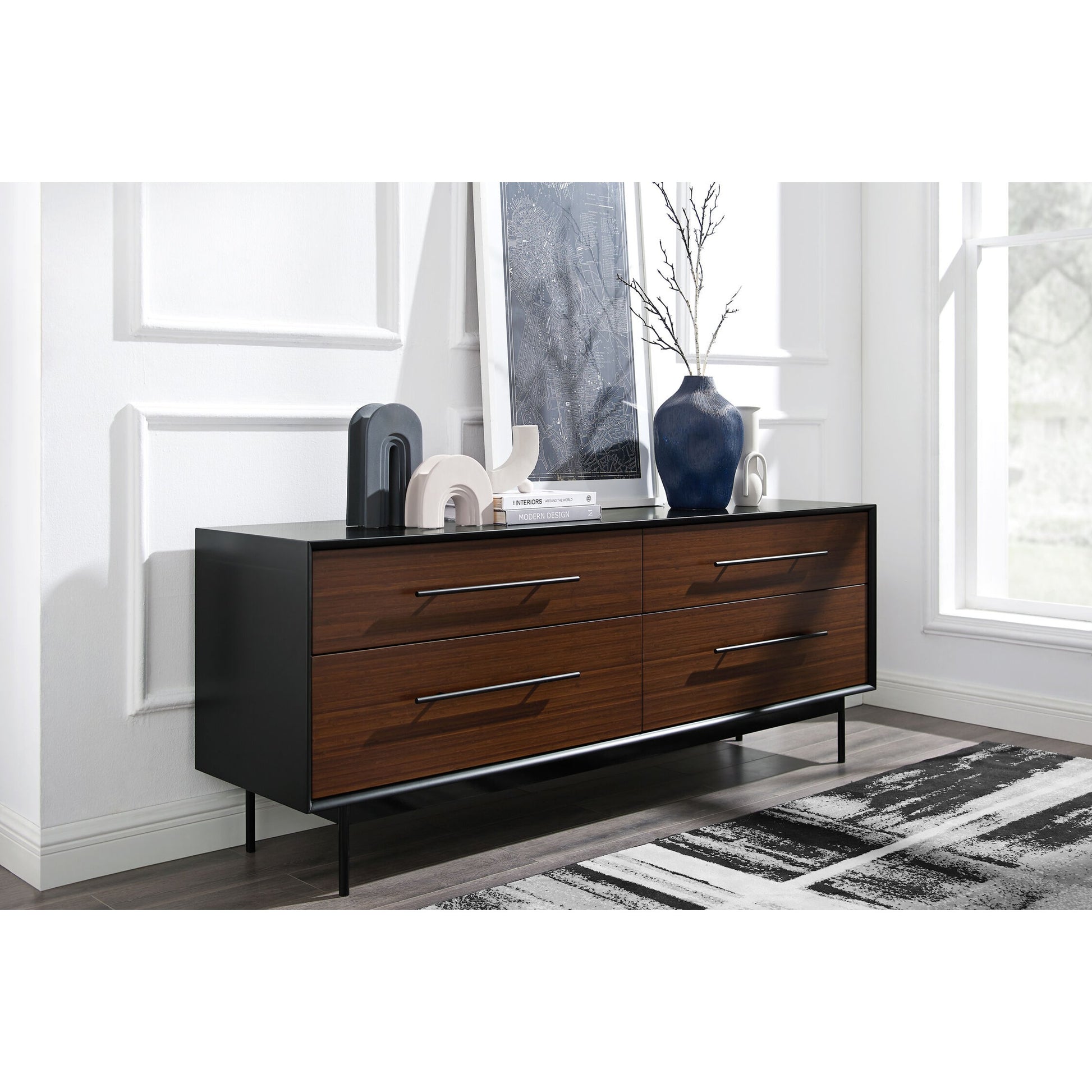 Park Avenue 4 Drawer Double Dresser by Greenington in ruby. Made from solid moso bamboo in a modern style.
