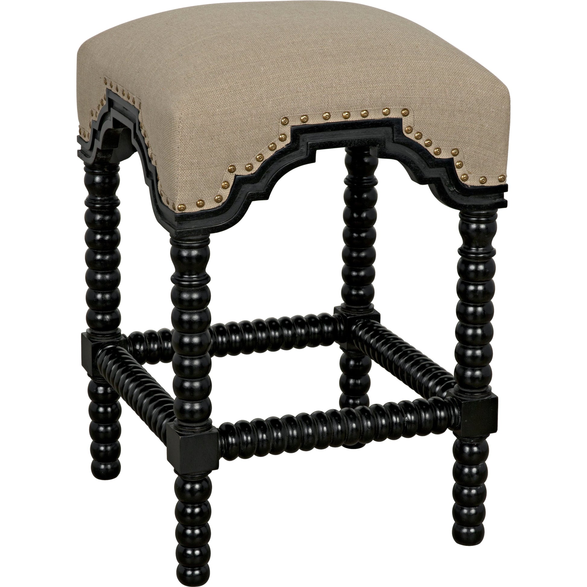 Abacus Counter Stool by Noir in hand rubbed black. Made from mahogany in a traditional style.