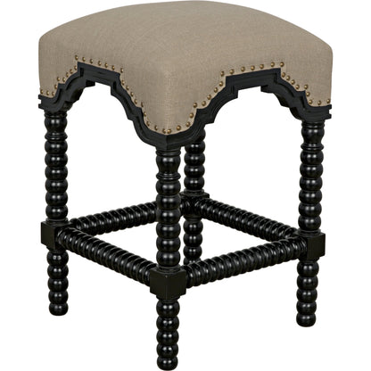 Abacus Counter Stool by Noir in hand rubbed black. Made from mahogany in a traditional style.