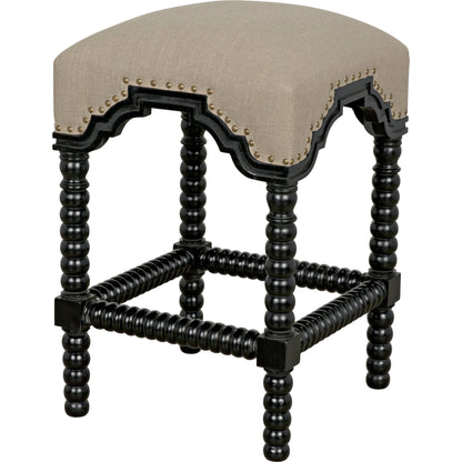Abacus Counter Stool by Noir in hand rubbed black. Made from mahogany in a traditional style.