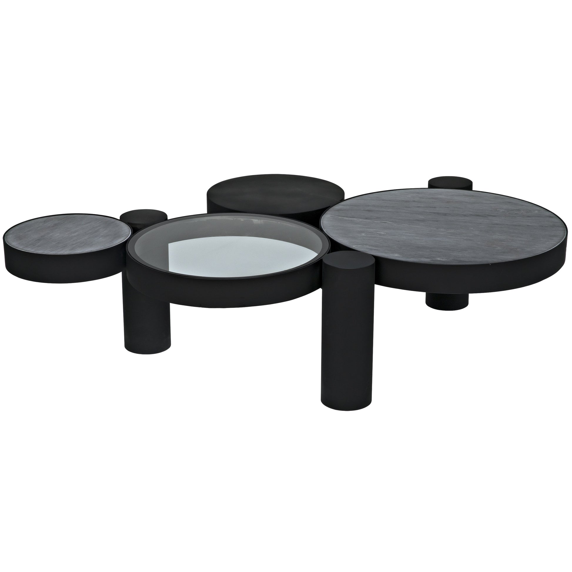 Trypo Coffee Table by Noir in matte black. Made from metal, glass, marble in a modern style.