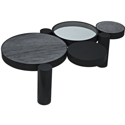 Trypo Coffee Table by Noir in matte black. Made from metal, glass, marble in a modern style.