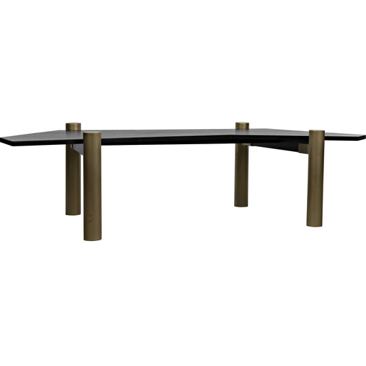 Tabu Coffee Table by Noir in ebony walnut, antique brass. Made from walnut, metal in a eclectic & global style.