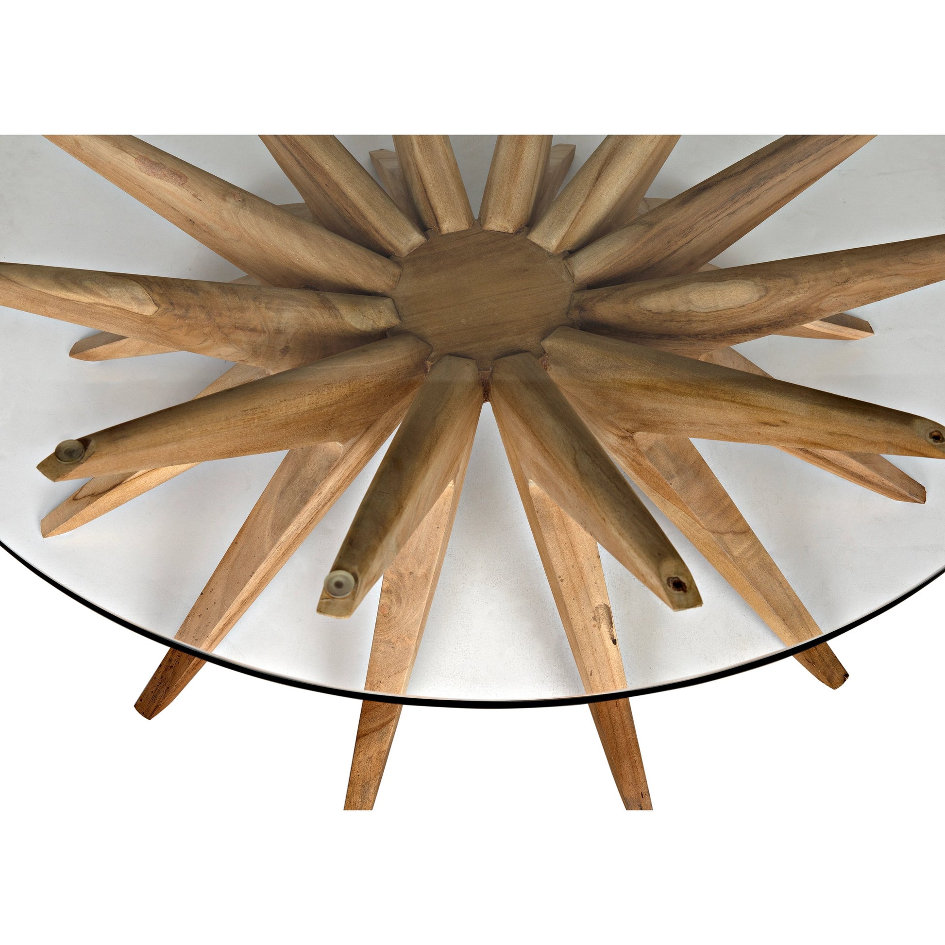 Waldo Coffee Table by Noir in clear coat flat teak. Made from teak and glass in a modern style.