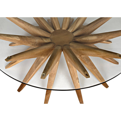 Waldo Coffee Table by Noir in clear coat flat teak. Made from teak and glass in a modern style.