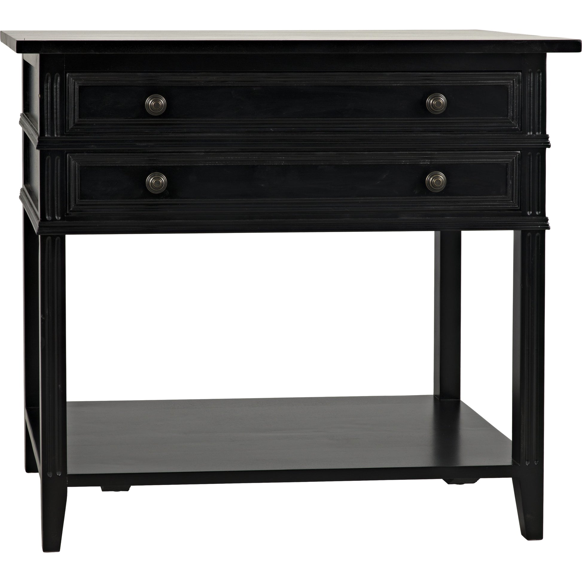 Colonial Side Table by Noir in distressed black. Made from birch in a traditional style.
