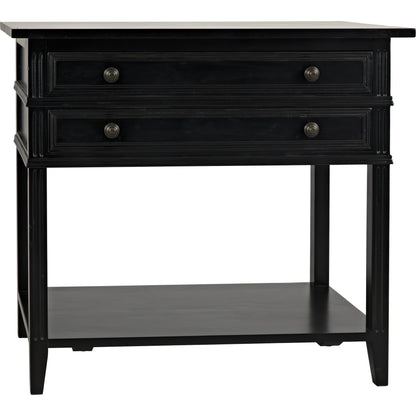 Colonial Side Table by Noir in distressed black. Made from birch in a traditional style.