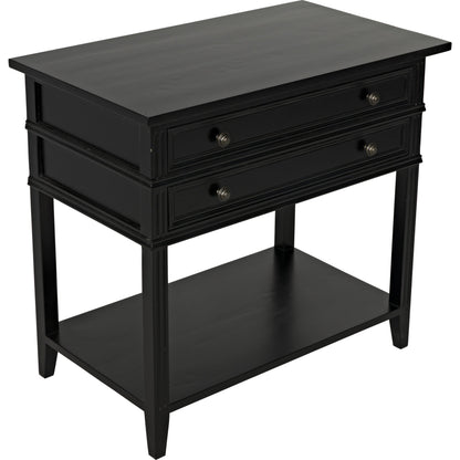 Colonial Side Table by Noir in distressed black. Made from birch in a traditional style.