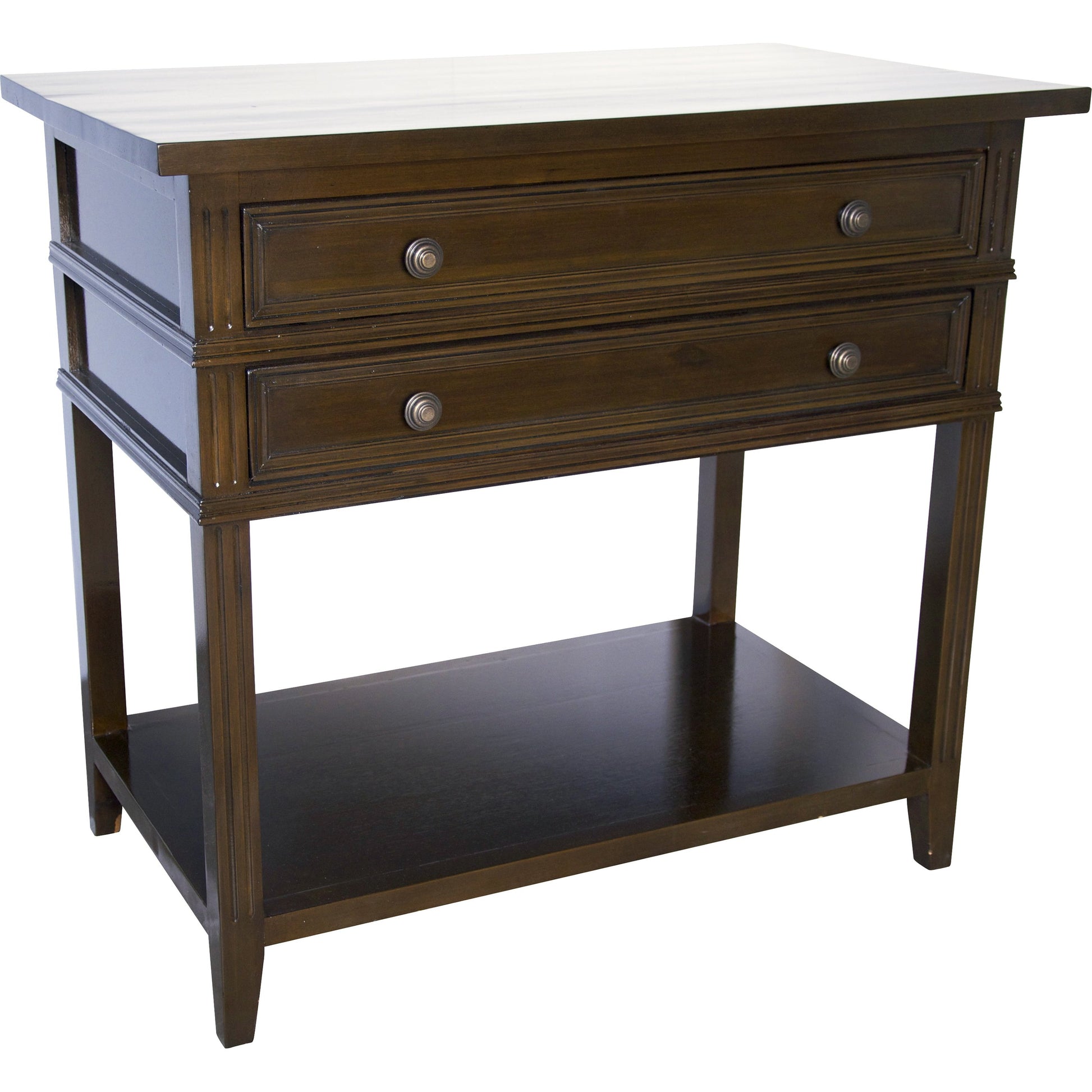 Colonial Side Table by Noir in distressed black. Made from birch in a traditional style.