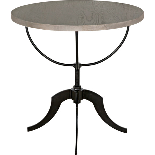 Wine Adjustable Table by Noir in vintage gray. Made from elm in a cottage & farmhouse style.