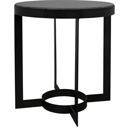 Parker Side Table by Noir in metal, black marble. Made from metal, marble in a transitional style.
