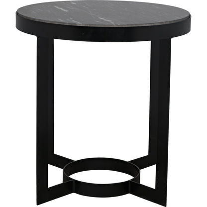 Parker Side Table by Noir in metal, black marble. Made from metal, marble in a transitional style.