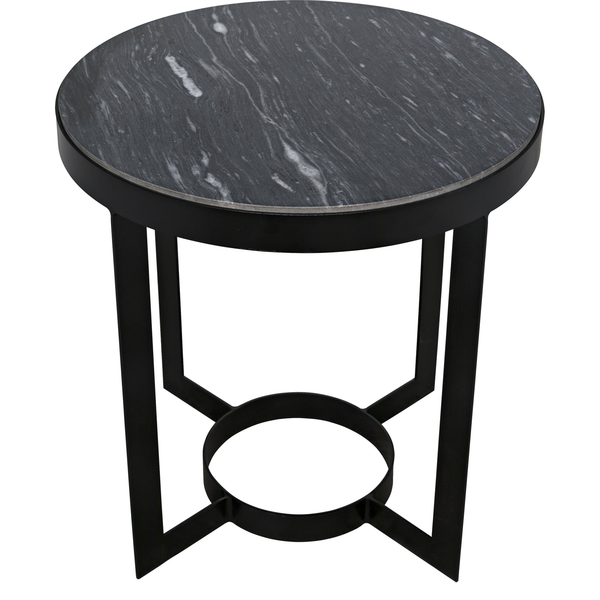 Parker Side Table by Noir in metal, black marble. Made from metal, marble in a transitional style.