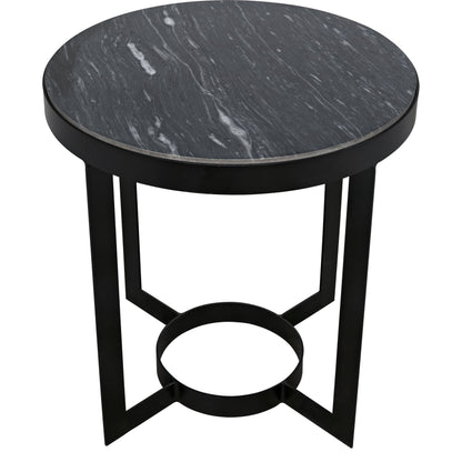 Parker Side Table by Noir in metal, black marble. Made from metal, marble in a transitional style.