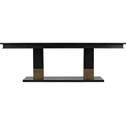 Ravenko Dining Table by Noir in hand rubbed black. Made from mahogany in a modern style.