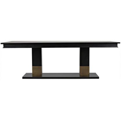 Ravenko Dining Table by Noir in hand rubbed black. Made from mahogany in a modern style.