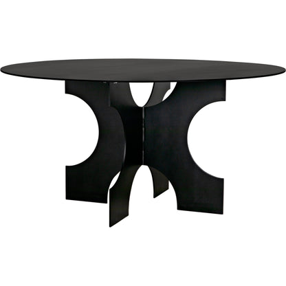 Element Dining Table by Noir in matte black. Made from industrial steel in a modern style.