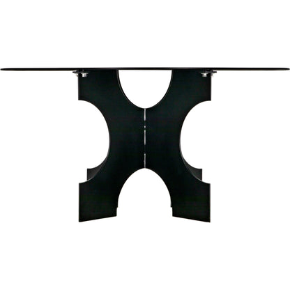 Element Dining Table by Noir in matte black. Made from industrial steel in a modern style.