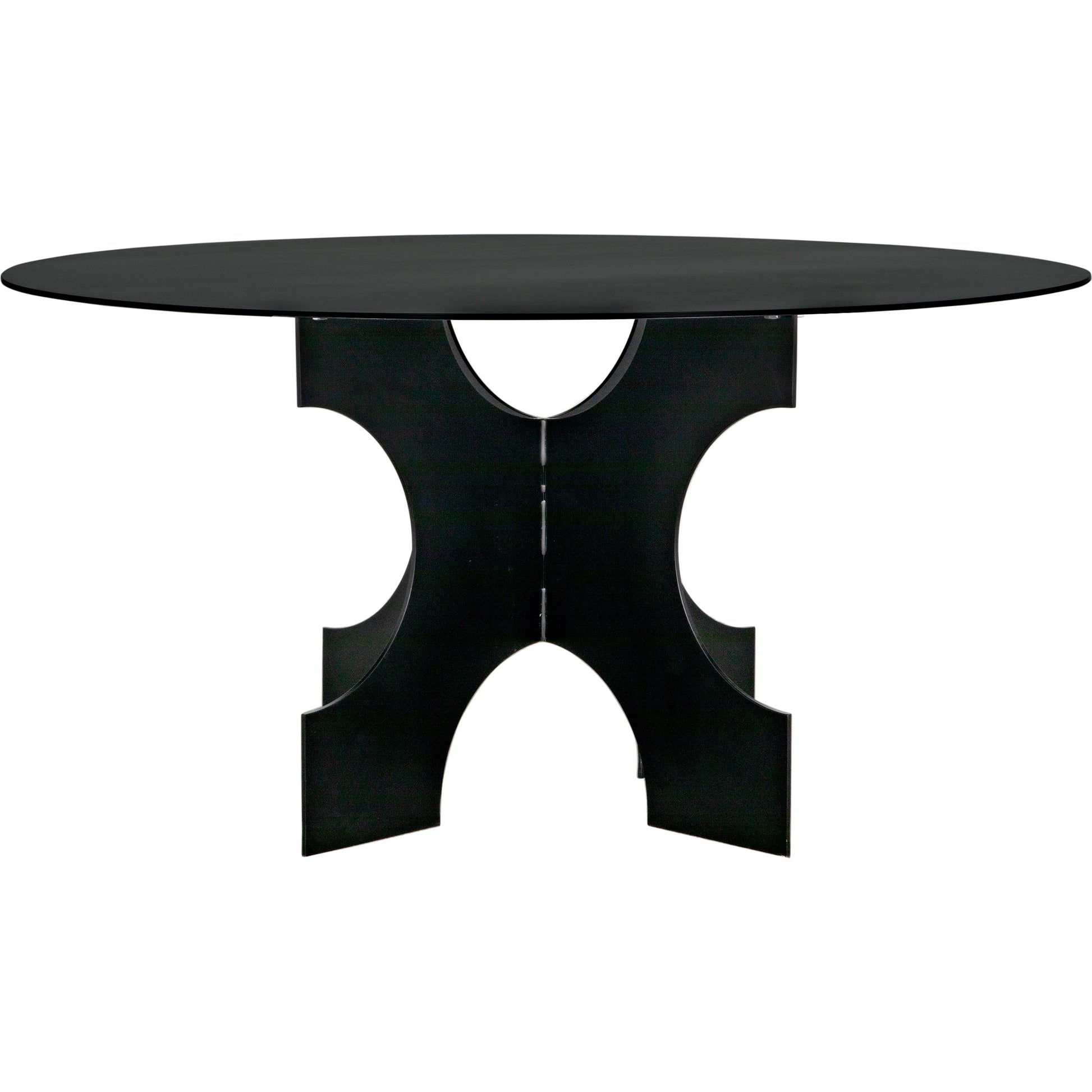 Element Dining Table by Noir in matte black. Made from industrial steel in a modern style.