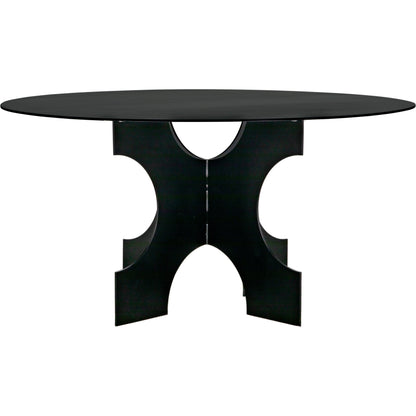 Element Dining Table by Noir in matte black. Made from industrial steel in a modern style.