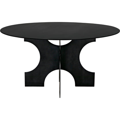 Element Dining Table by Noir in matte black. Made from industrial steel in a modern style.