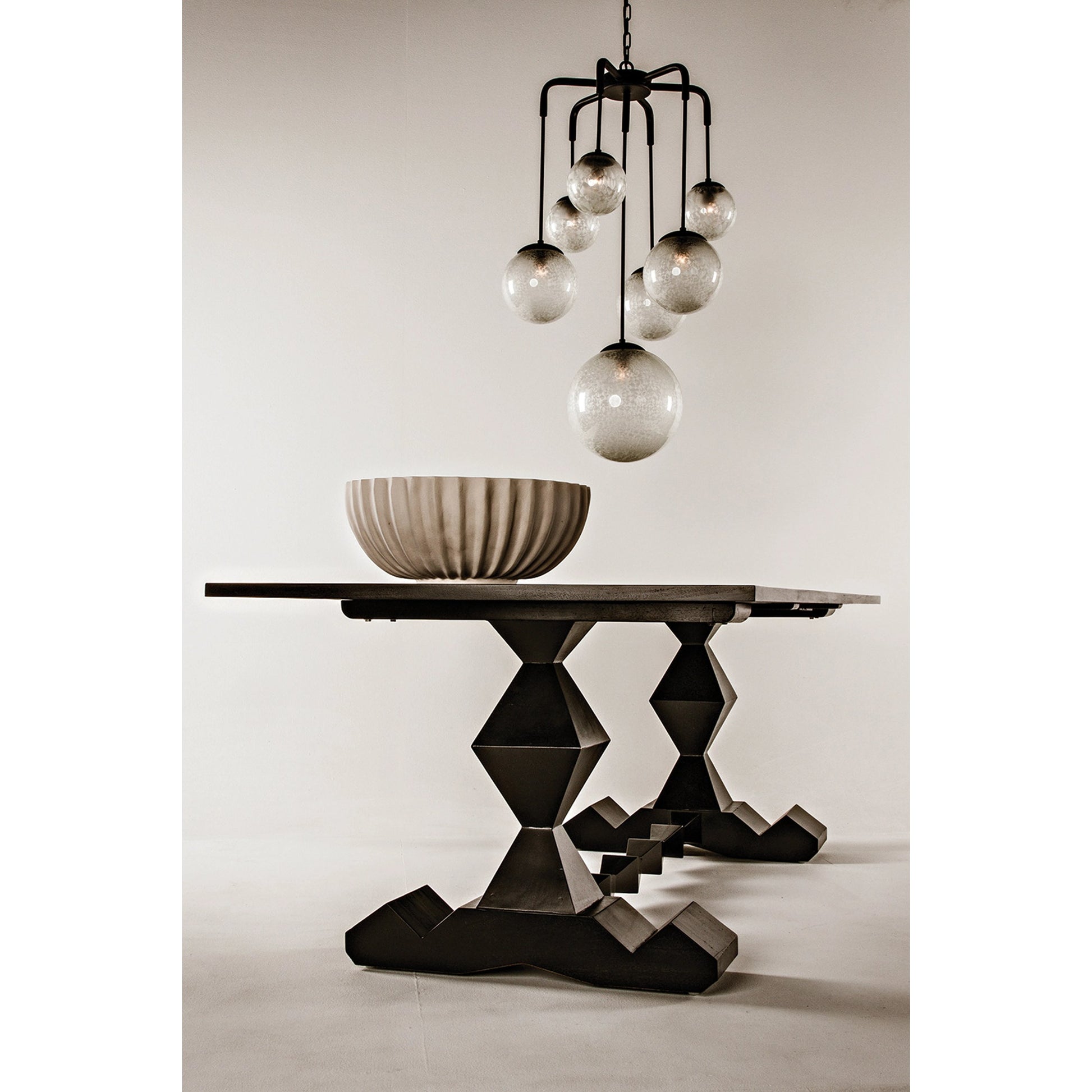 Madeira Dining Table by Noir in hand rubbed black. Made from mahogany in a traditional style.