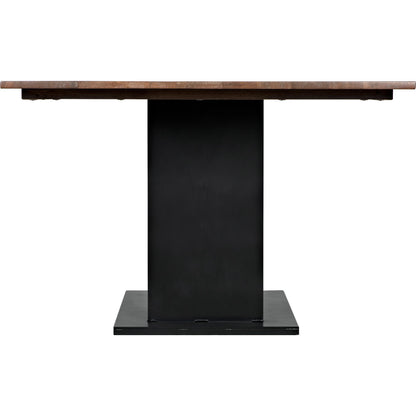 Cameron Table by Noir in dark walnut. Made from industrial steel, walnut, and veneer in a modern style.