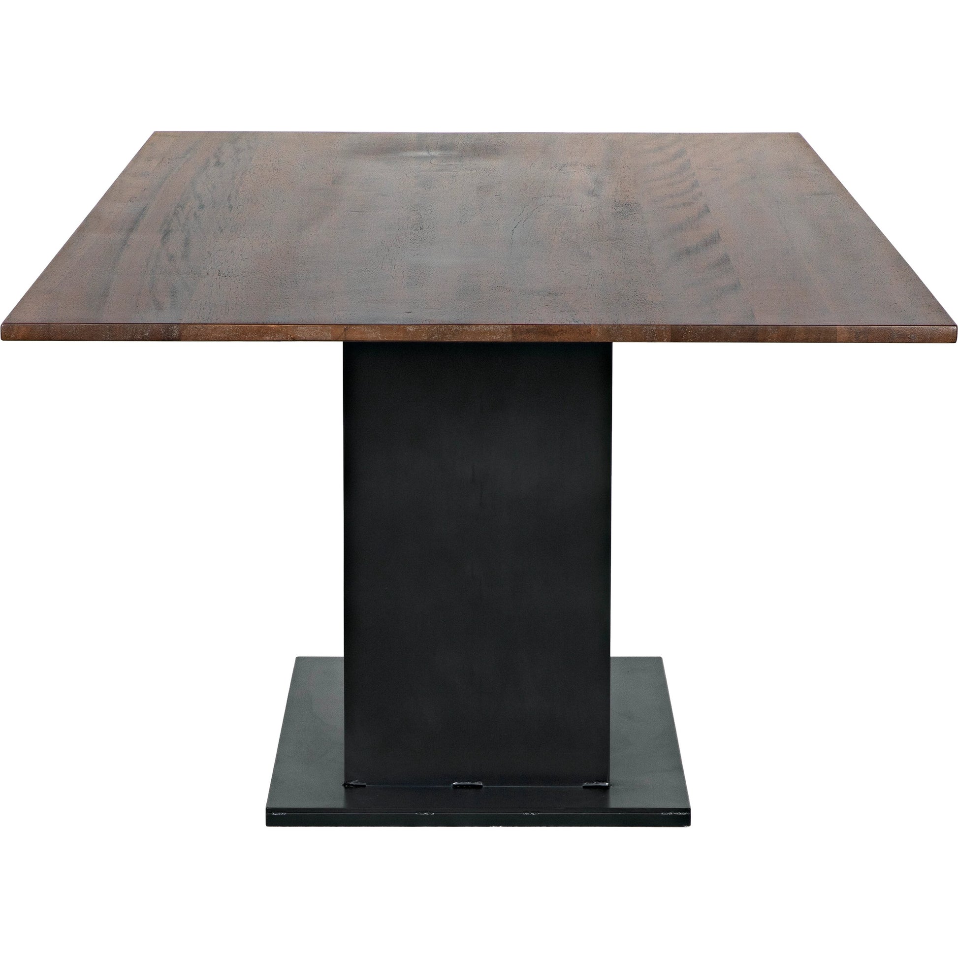 Cameron Table by Noir in dark walnut. Made from industrial steel, walnut, and veneer in a modern style.