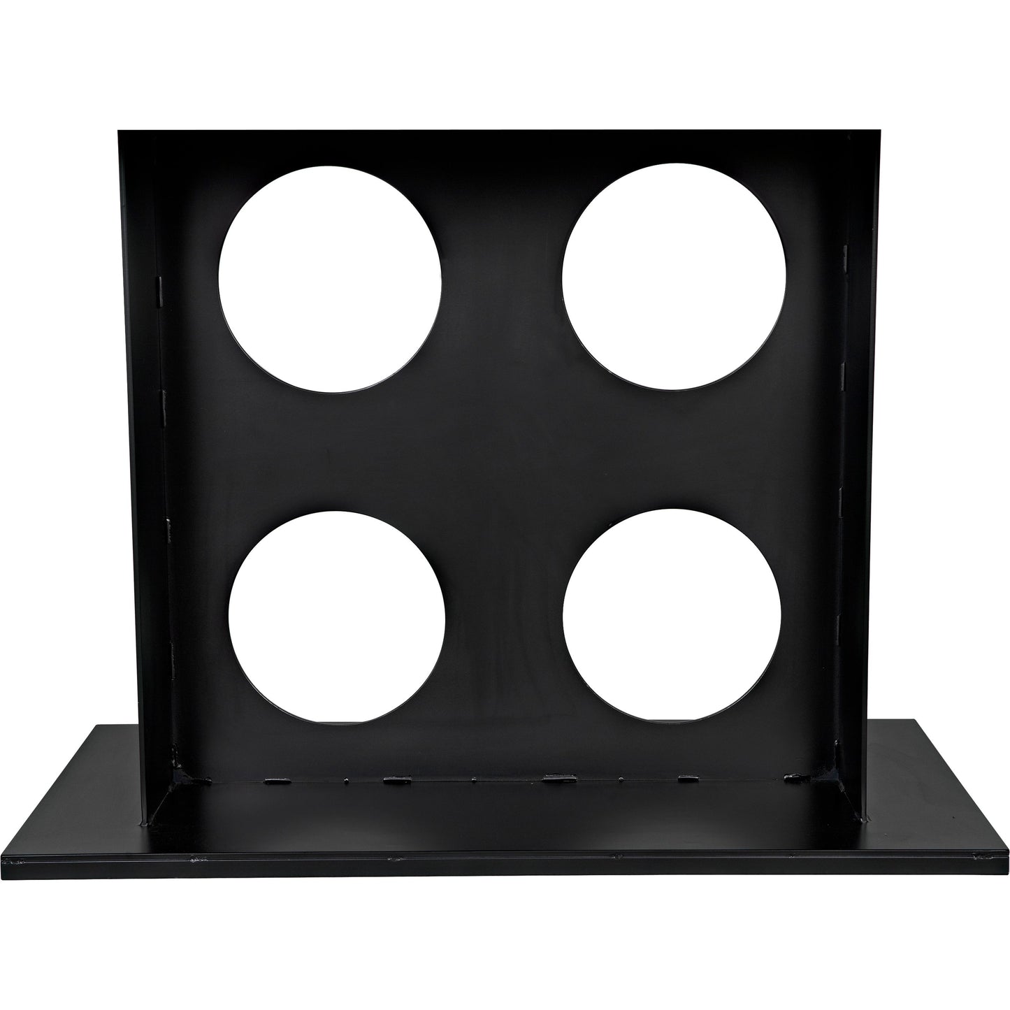 003 SI-1956827 | Closeup | Cameron Table by Noir in dark walnut. Made from industrial steel, walnut, and veneer in a modern style.