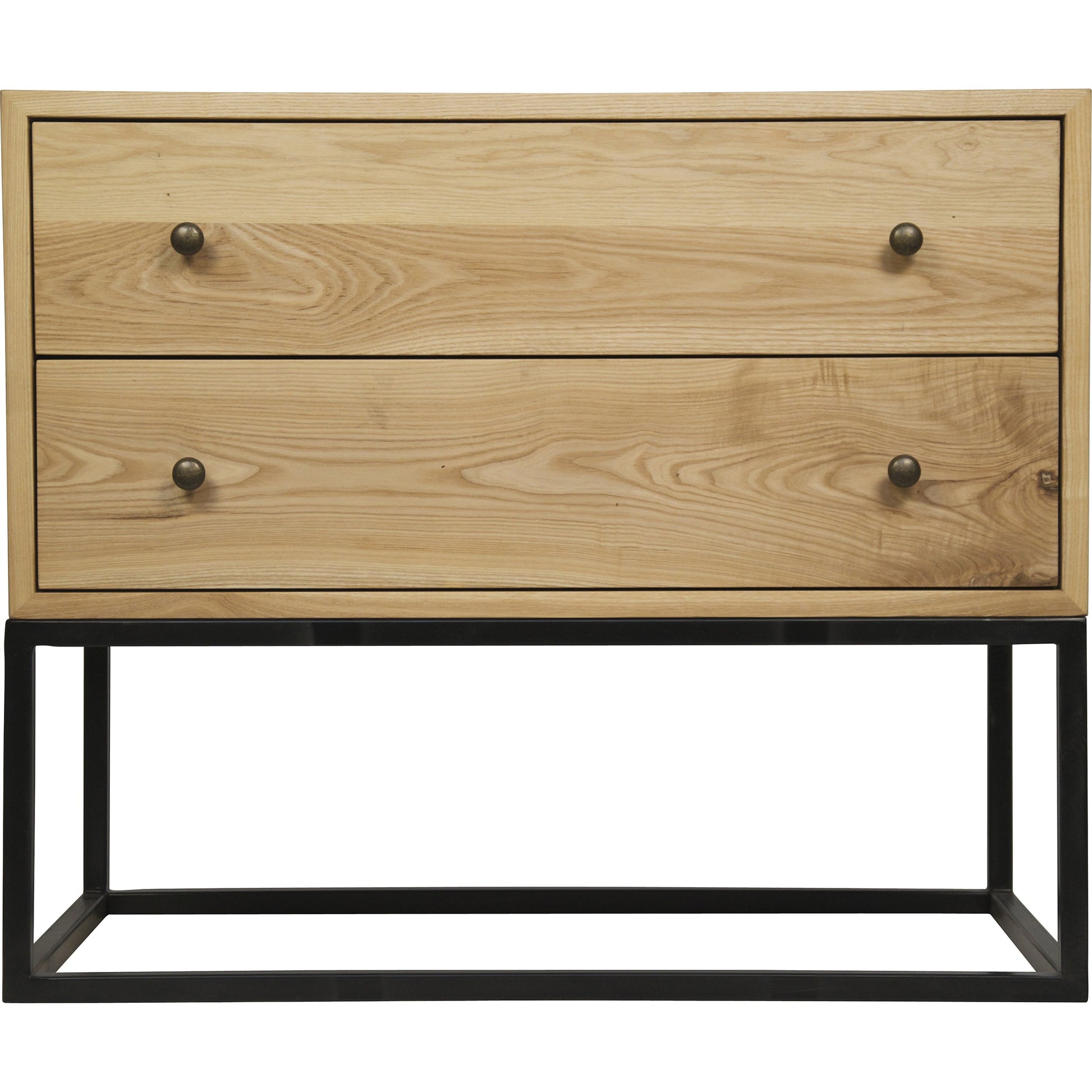 Downtown Wood Side Table by Noir in waxed. Made from elm, metal in a modern style.