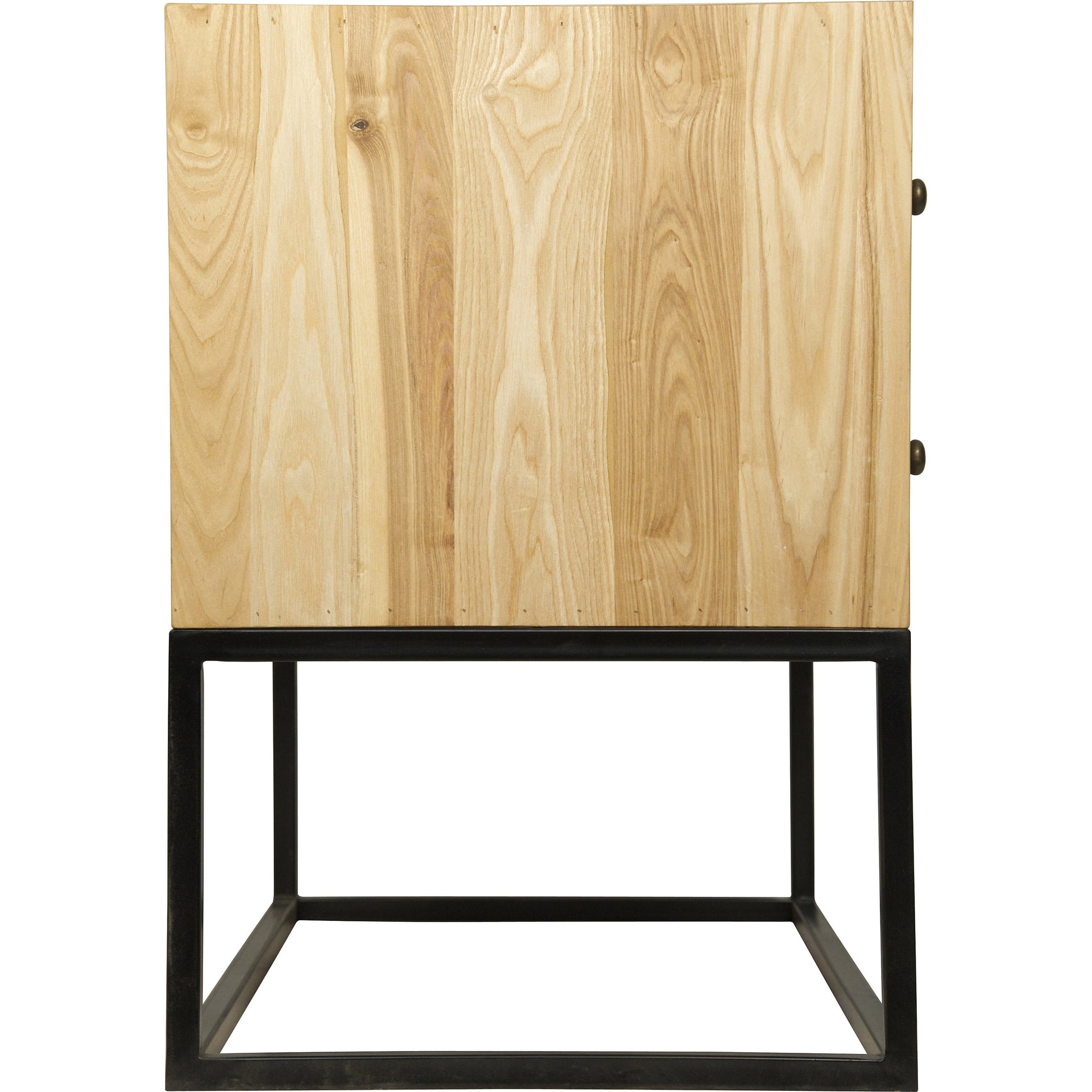 Downtown Wood Side Table by Noir in waxed. Made from elm, metal in a modern style.