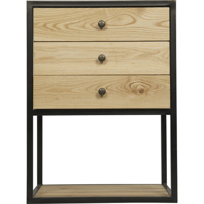 Pearce Side Table by Noir in waxed. Made from elm, metal in a modern style.