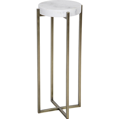 Soho Side Table by Noir in antique brass. Made from metal, quartz in a transitional style.