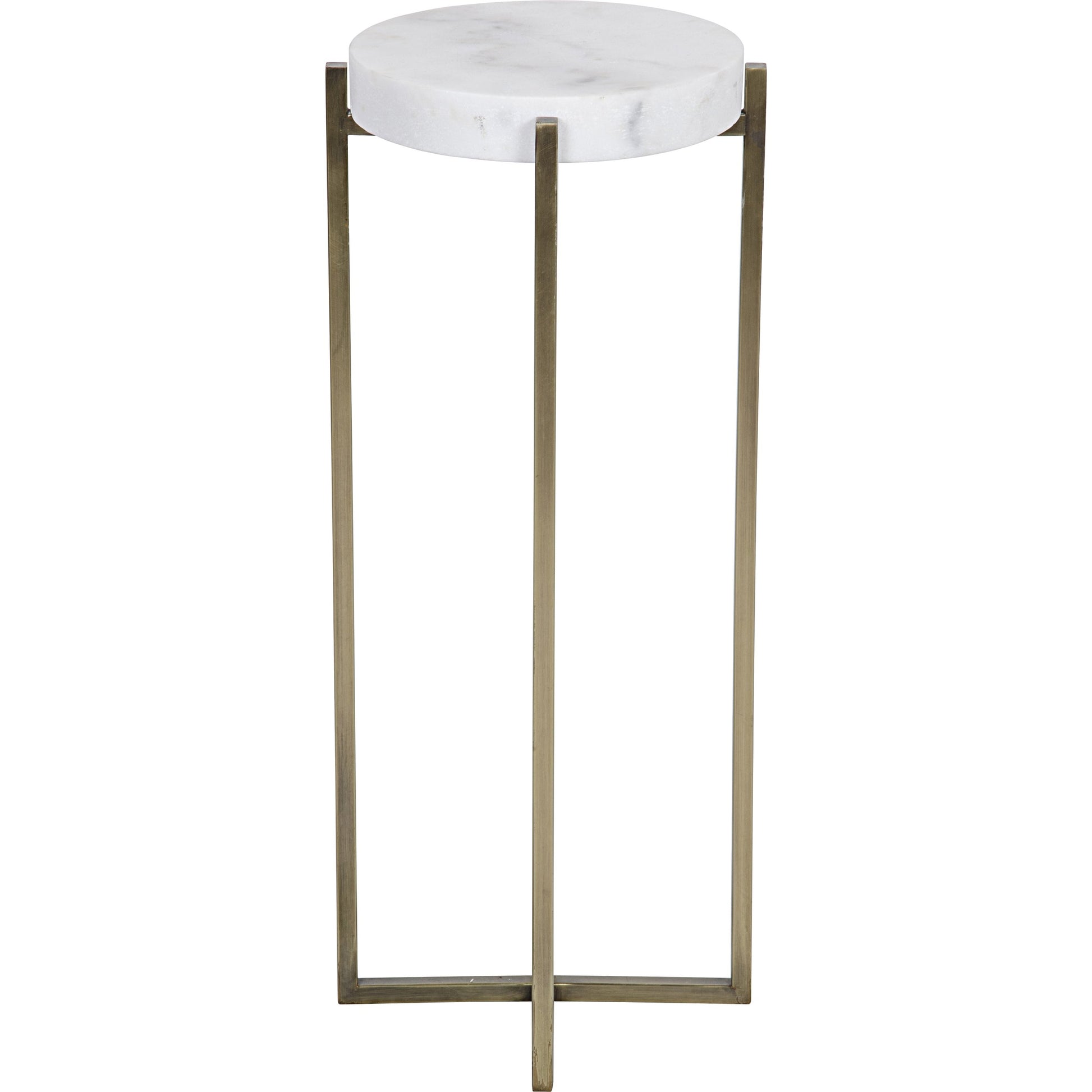 Soho Side Table by Noir in antique brass. Made from metal, quartz in a transitional style.