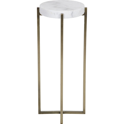 Soho Side Table by Noir in antique brass. Made from metal, quartz in a transitional style.