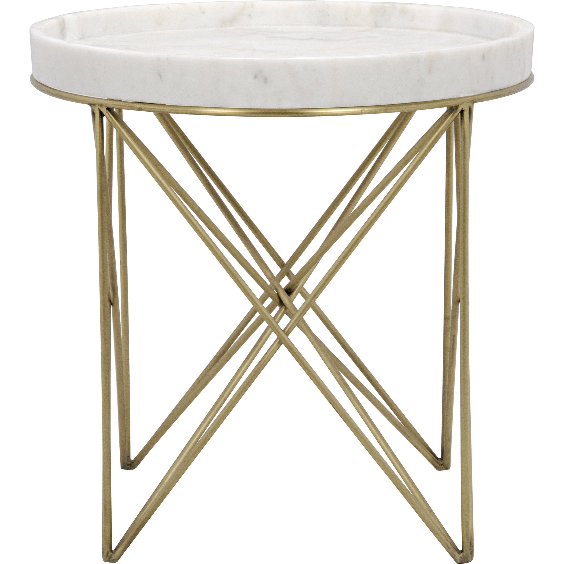 Prisma Side Table by Noir in antique brass. Made from metal, quartz in a transitional style.