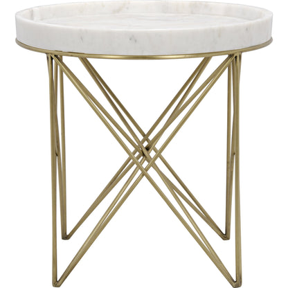 Prisma Side Table by Noir in antique brass. Made from metal, quartz in a transitional style.