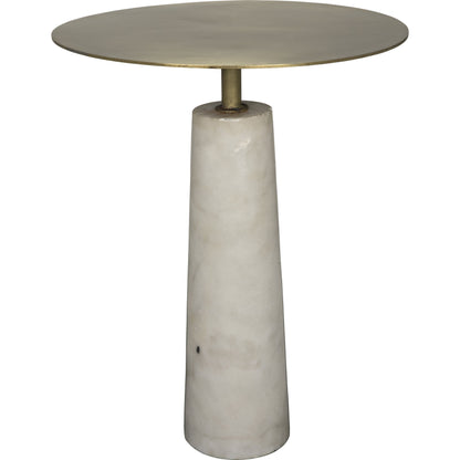 Hotaru Side Table by Noir in antique brass. Made from white marble, metal in a transitional style.