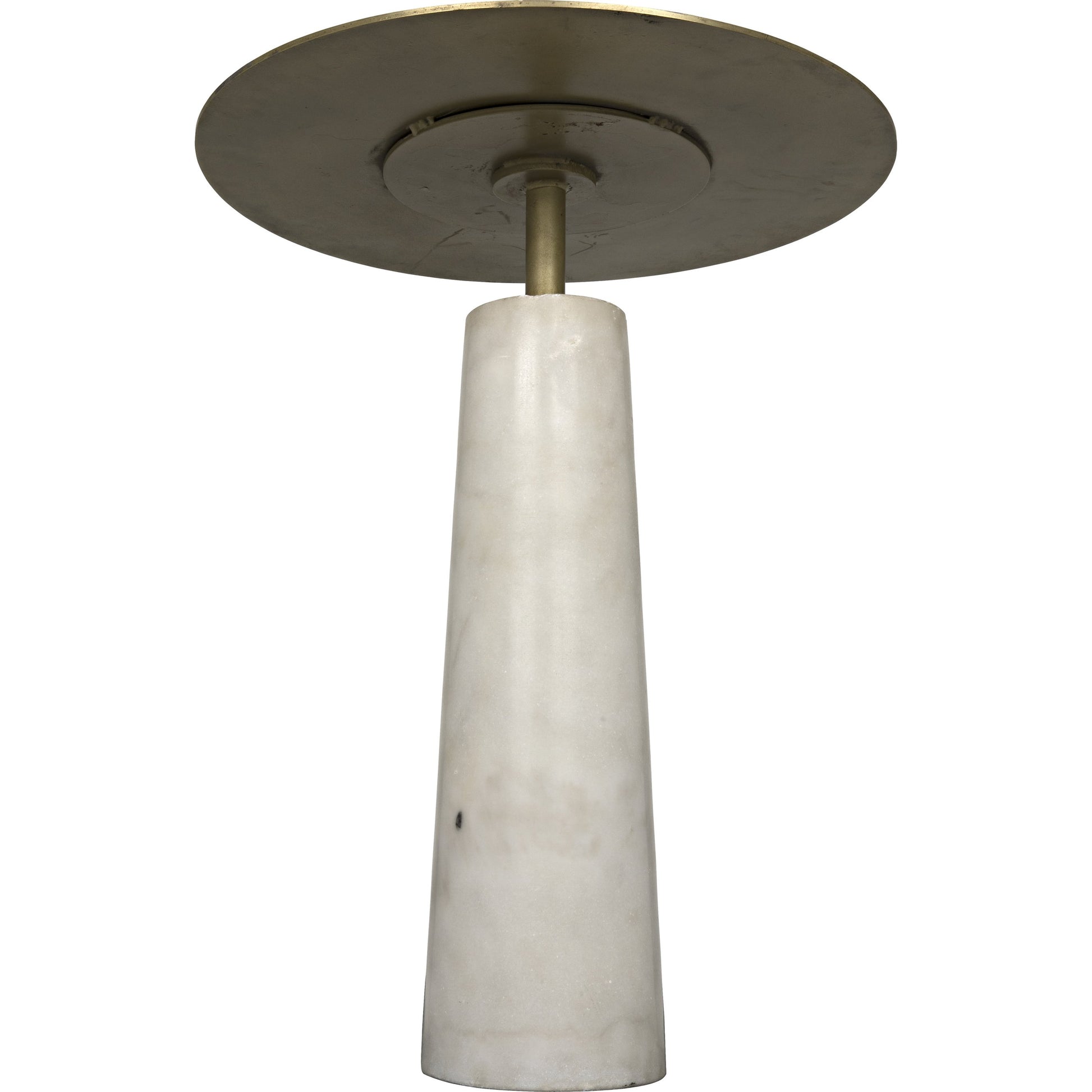 Hotaru Side Table by Noir in antique brass. Made from white marble, metal in a transitional style.