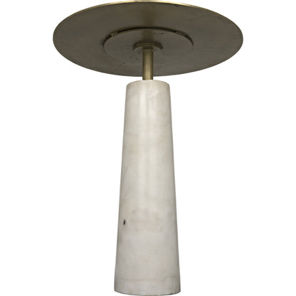 Hotaru Side Table by Noir in antique brass. Made from white marble, metal in a transitional style.